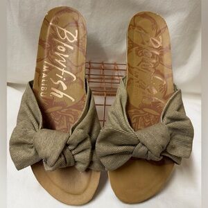 Blowfish Knot-Tie Slide Sandals in Olive Green Women’s 6.5